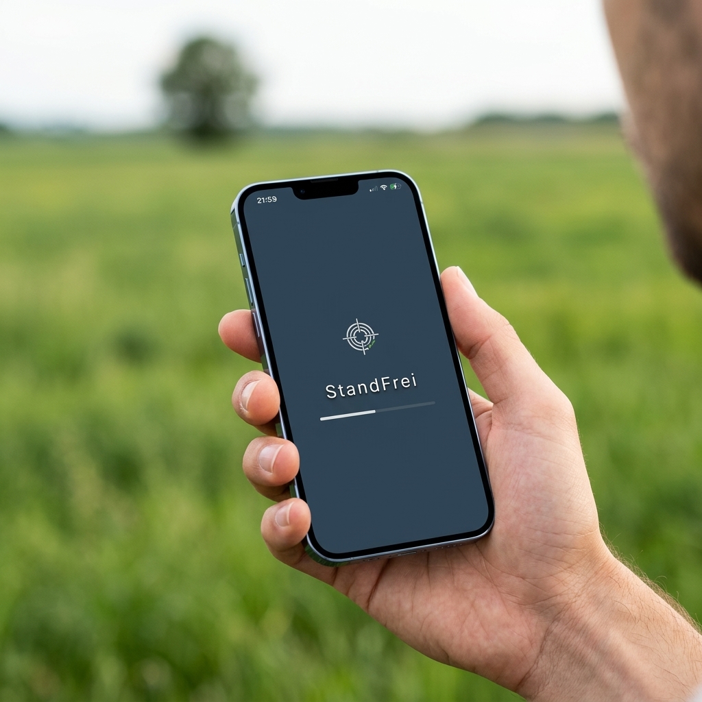 Ein älteres Mitglied nutzt StandFrei ganz einfach auf dem Smartphone